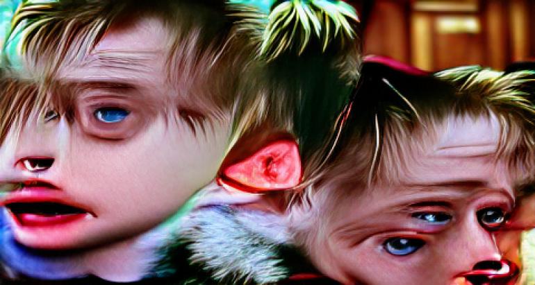 An abstract A.I. generated image of Kevin McCallister from the film Home Alone