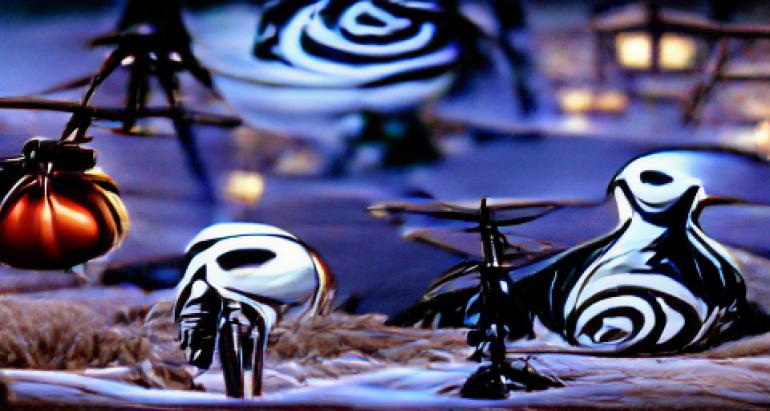 A very abstract image of the film 'The Nightmare Before Christmas', generated by A.I.
