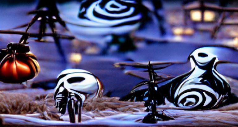 <p>The Nightmare Before Christmas</p> A very abstract image of the film 'The Nightmare Before Christmas', generated by A.I.